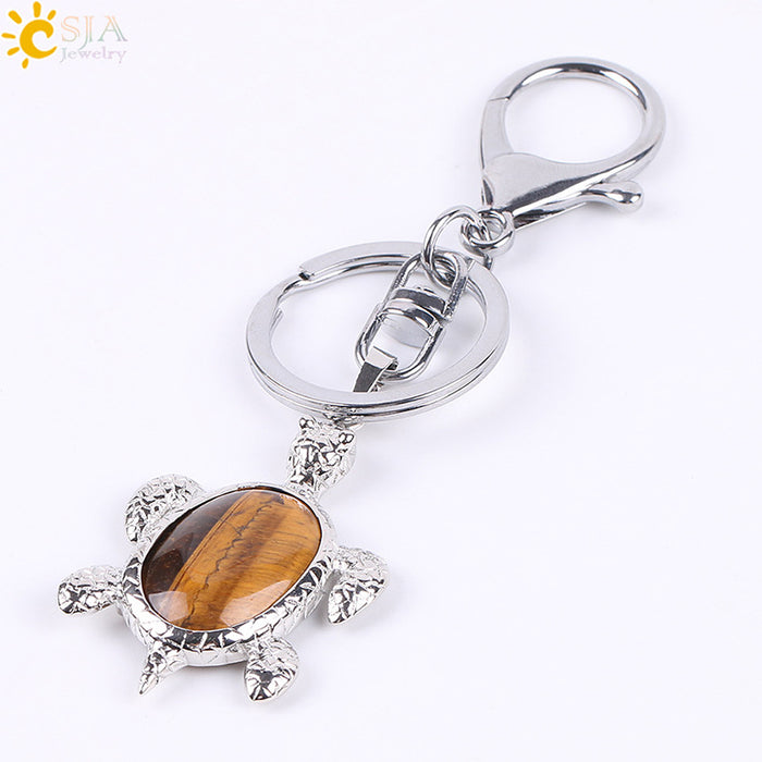 Wholesale Natural Stone Crystal Turtle Keychain JDC-KC-HS001