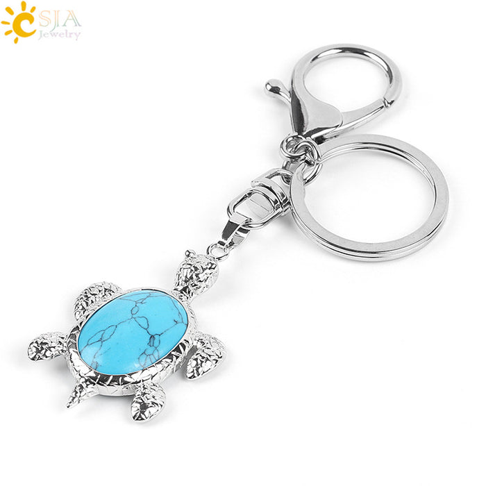 Wholesale Natural Stone Crystal Turtle Keychain JDC-KC-HS001