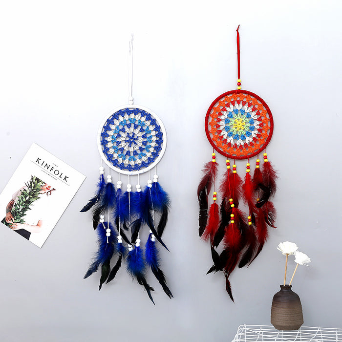 Jewelry WholesaleWholesale Plastic Circle Feather Weave Dreamcatcher MOQ≥2 JDC-DC-YXuan002 Dreamcatcher 奕萱 %variant_option1% %variant_option2% %variant_option3%  Factory Price JoyasDeChina Joyas De China