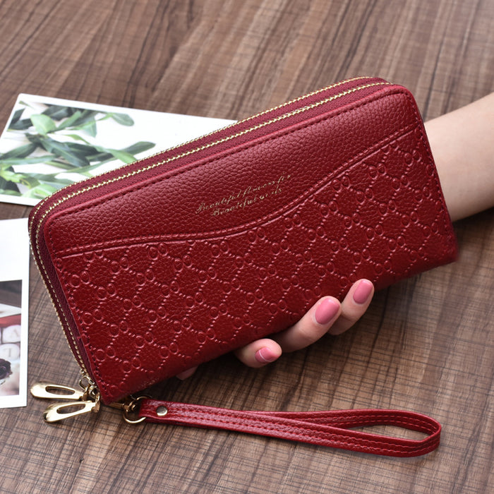 Wholesale Wallet PU Large Capacity Double Zipper Hand Phone Bag JDC-WT-Fanju004