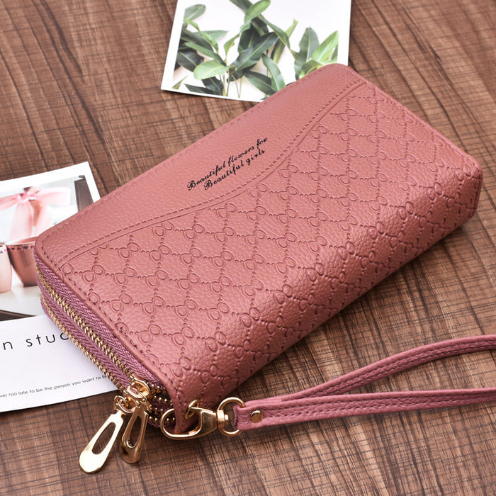 Wholesale Wallet PU Large Capacity Double Zipper Hand Phone Bag JDC-WT-Fanju004