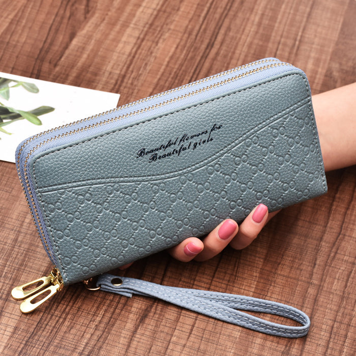 Wholesale Wallet PU Large Capacity Double Zipper Hand Phone Bag JDC-WT-Fanju004