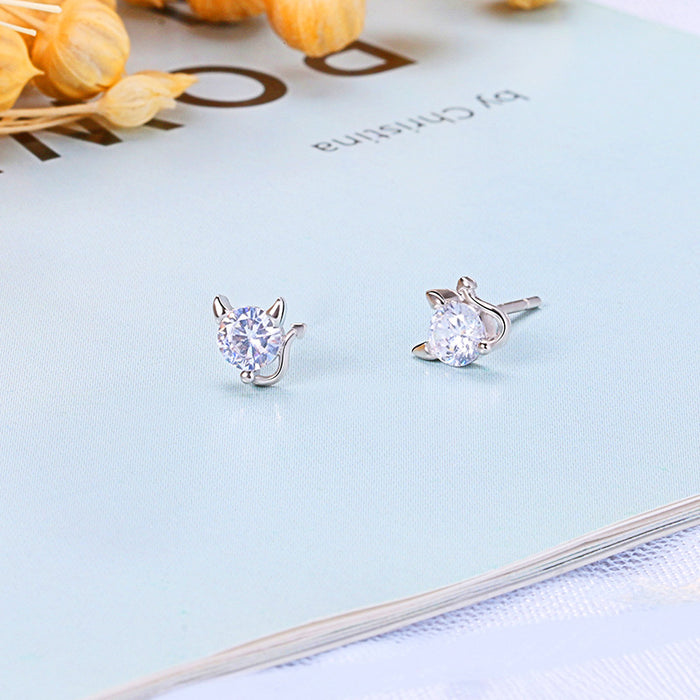 Wholesale Earrings Copper Little Devil Stud Earrings Set with Zircon JDC-ES-gumn008