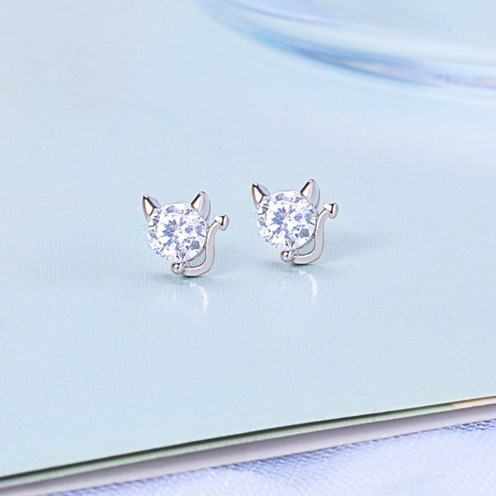 Wholesale Earrings Copper Little Devil Stud Earrings Set with Zircon JDC-ES-gumn008