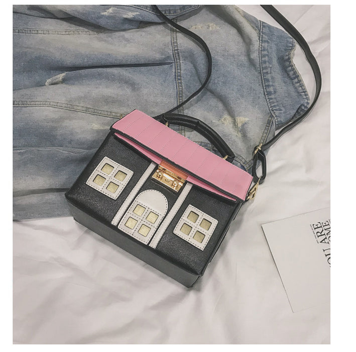 Wholesale PU Contrast Color Creative Funny Small House Shoulder Bag JDC-SD-Hanc013