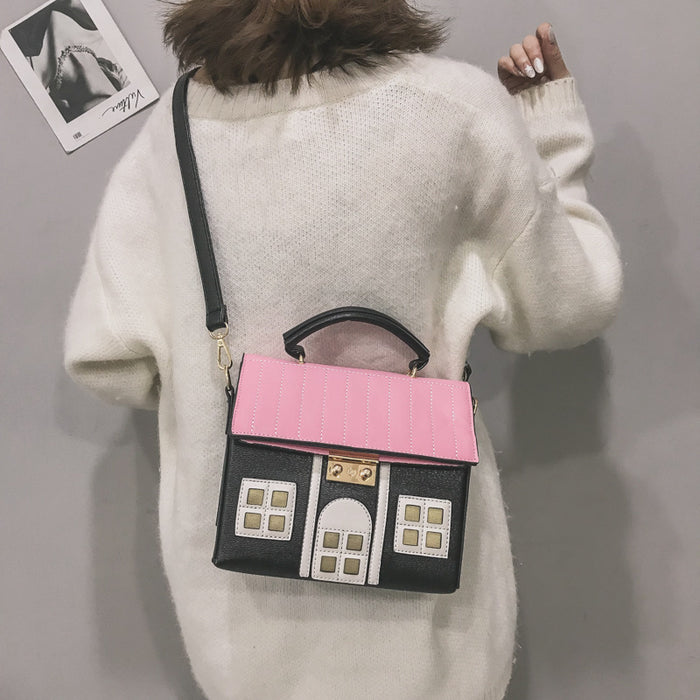 Wholesale PU Contrast Color Creative Funny Small House Shoulder Bag JDC-SD-Hanc013