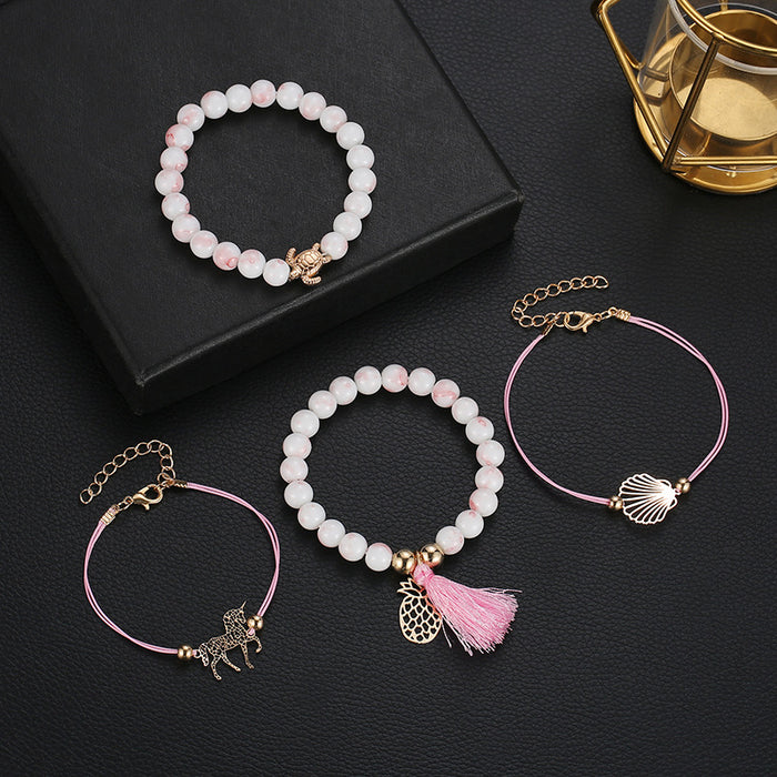 Jewelry WholesaleWholesale Unicorn Pineapple Alloy Beaded Bracelet JDC-BT-A034 Bracelet 妙雅 %variant_option1% %variant_option2% %variant_option3%  Factory Price JoyasDeChina Joyas De China