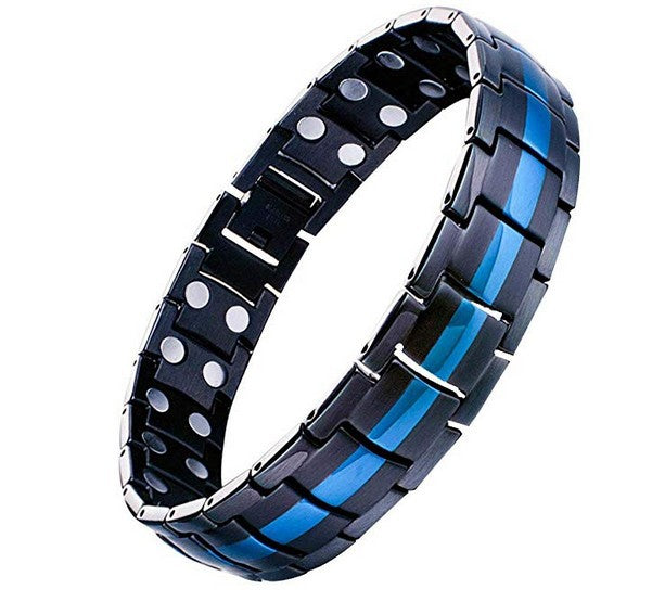 Wholesale Stainless Steel Double Row Magnet Bracelet Black JDC-BT-WJTD001