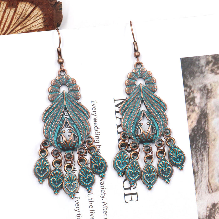 Wholesale Earrings Alloy Drop Shape Engraved Pattern JDC-ES-Yuhong011