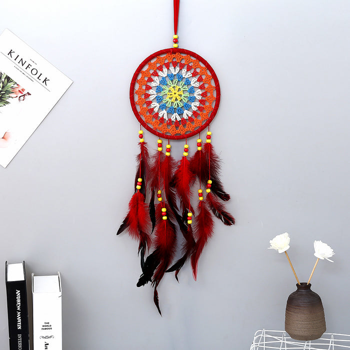 Wholesale Plastic Circle Feather Weave Dreamcatcher MOQ≥2 JDC-DC-YXuan002