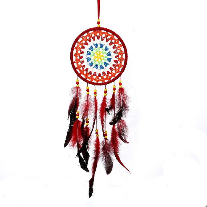 Wholesale Plastic Circle Feather Weave Dreamcatcher MOQ≥2 JDC-DC-YXuan002