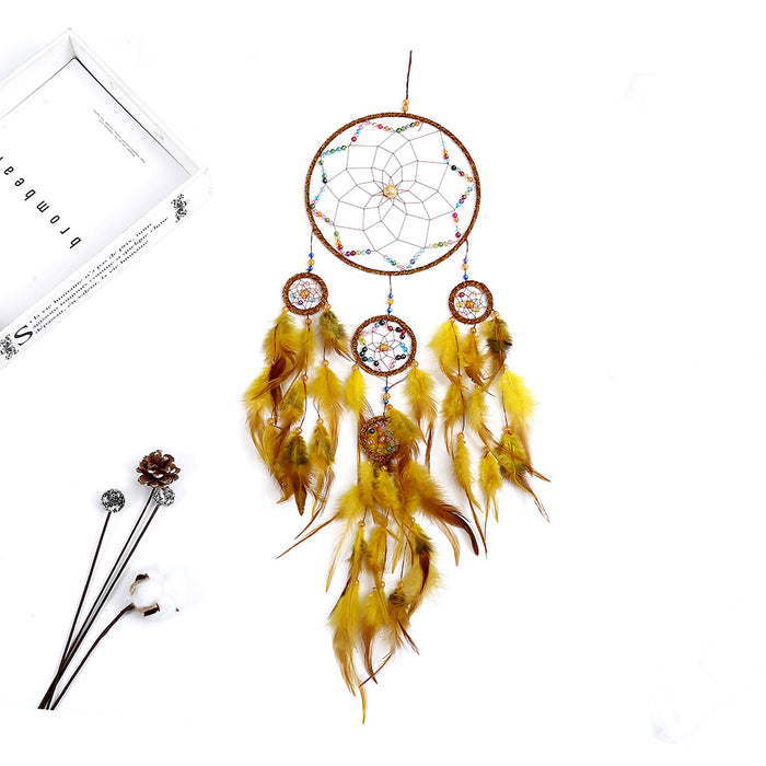 Wholesale Feather Iron Ring Colorful Rice Bead Dreamcatcher MOQ≥2 JDC-DC-YXuan007