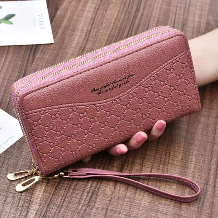 Wholesale Wallet PU Large Capacity Double Zipper Hand Phone Bag JDC-WT-Fanju004