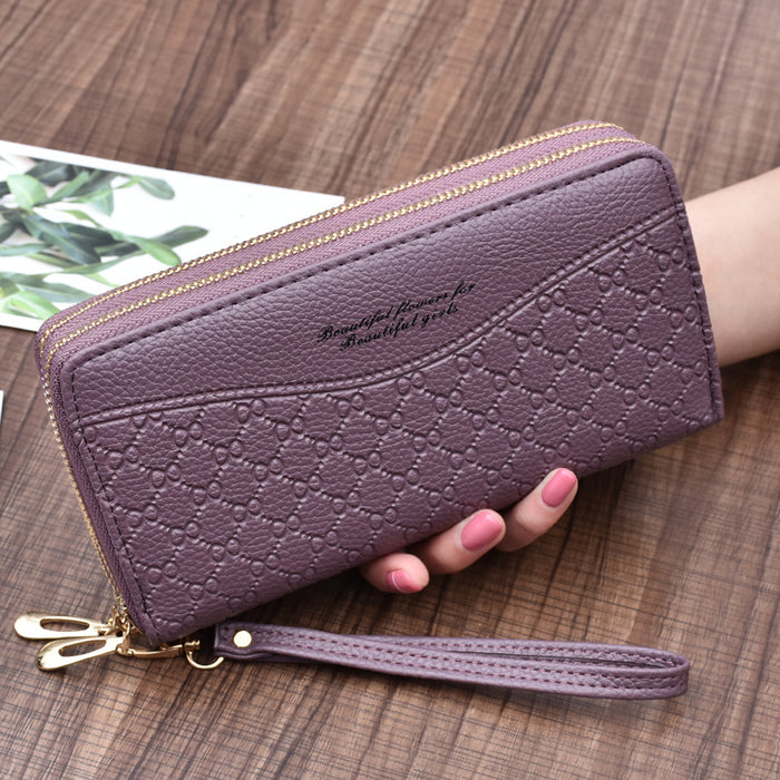 Wholesale Wallet PU Large Capacity Double Zipper Hand Phone Bag JDC-WT-Fanju004