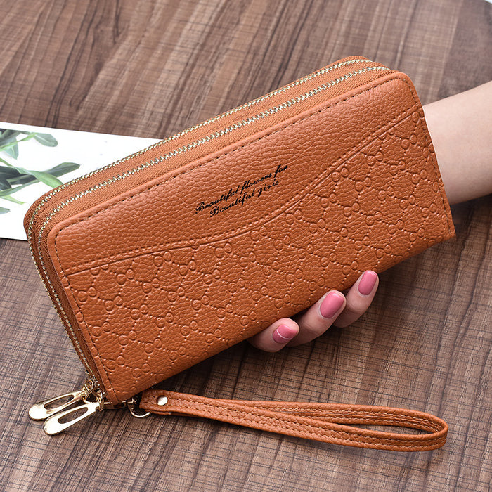 Wholesale Wallet PU Large Capacity Double Zipper Hand Phone Bag JDC-WT-Fanju004