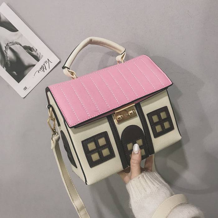 Wholesale PU Contrast Color Creative Funny Small House Shoulder Bag JDC-SD-Hanc013