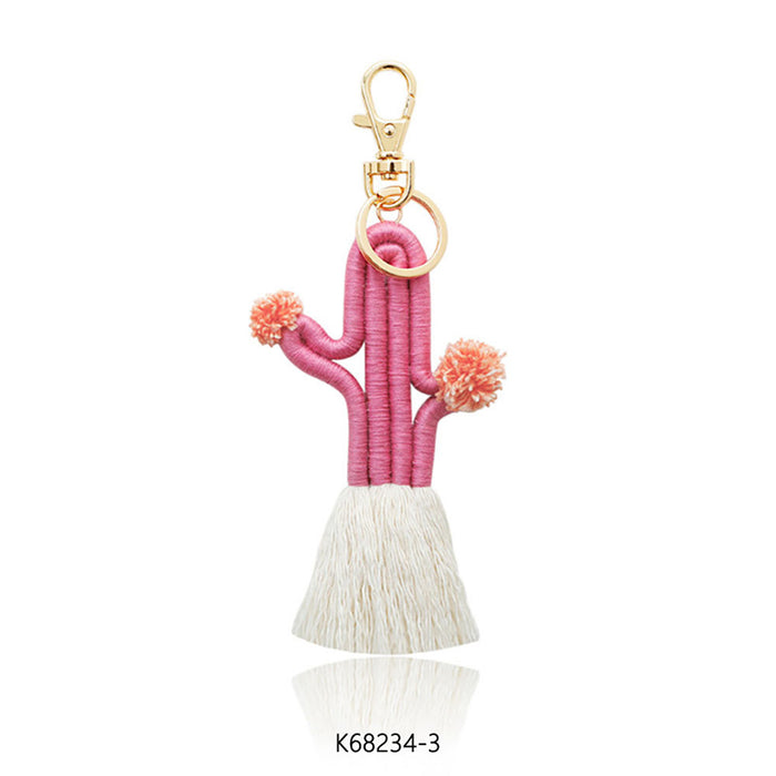 Wholesale hand woven Bohemian cactus keychain MOQ≥2 JDC-KC-JM008