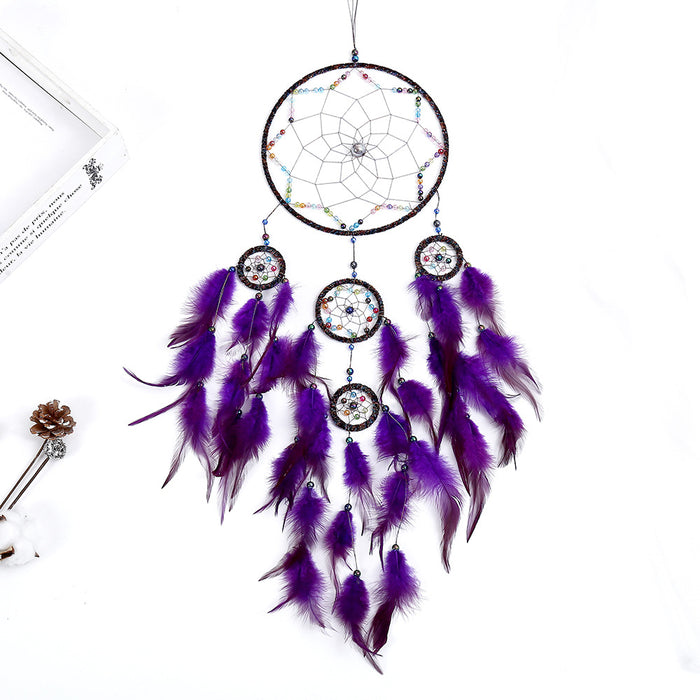 Wholesale Feather Iron Ring Colorful Rice Bead Dreamcatcher MOQ≥2 JDC-DC-YXuan007