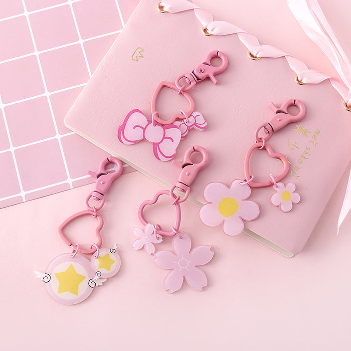 Wholesale cute love keychain cartoon bow key ring JDC-KC-HHui003