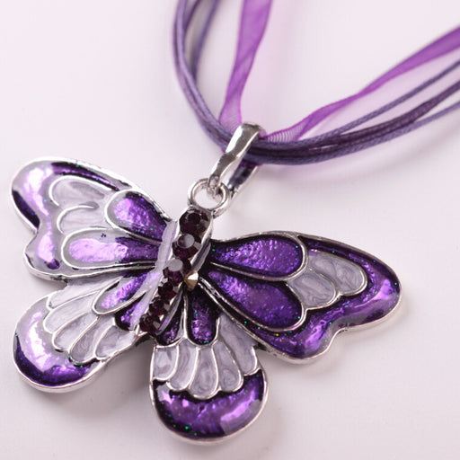 Jewelry WholesaleWholesale Drip Oil Ribbon Colorful Butterfly Necklace Pop Insect Pendant JDC-NE-LvXin006 Necklaces 缕馨 %variant_option1% %variant_option2% %variant_option3%  Factory Price JoyasDeChina Joyas De China