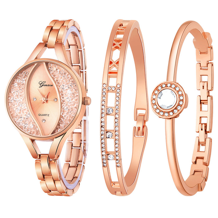 Wholesale Alloy Strap Quartz Movement Ladies Watch Bracelet Set MOQ≥2 JDC-WH-TuoC003