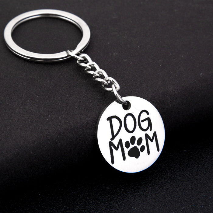 Wholesale Mother's Day Gift DOG MOM Pet Dog Tag Stainless Steel Keychain MOQ≥2 JDC-KC-XinKa001