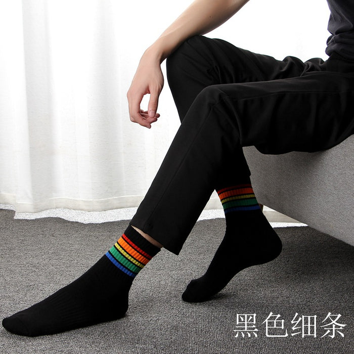 Jewelry WholesaleWholesale Cotton Towel Bottom Sweat Absorbent Breathable Rainbow Striped Stockings JDC-SK-ShuM004 Sock 舒棉 %variant_option1% %variant_option2% %variant_option3%  Factory Price JoyasDeChina Joyas De China