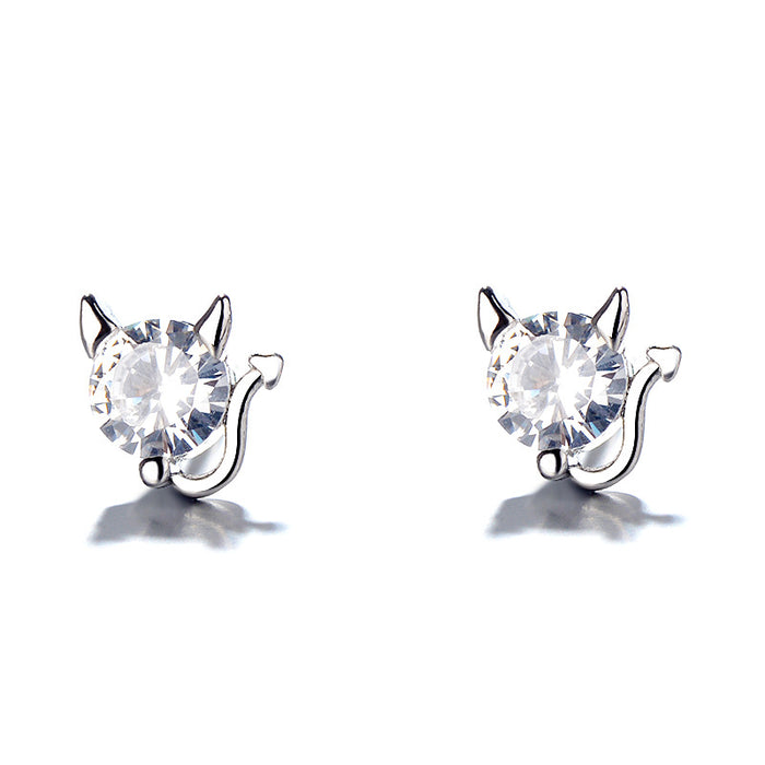 Wholesale Earrings Copper Little Devil Stud Earrings Set with Zircon JDC-ES-gumn008