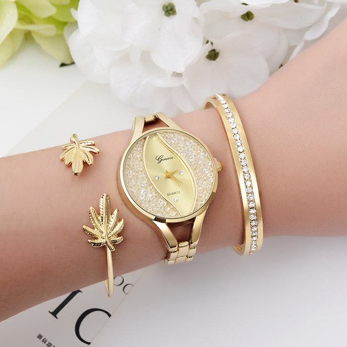 Wholesale Alloy Strap Quartz Movement Ladies Watch Bracelet Set MOQ≥2 JDC-WH-TuoC003