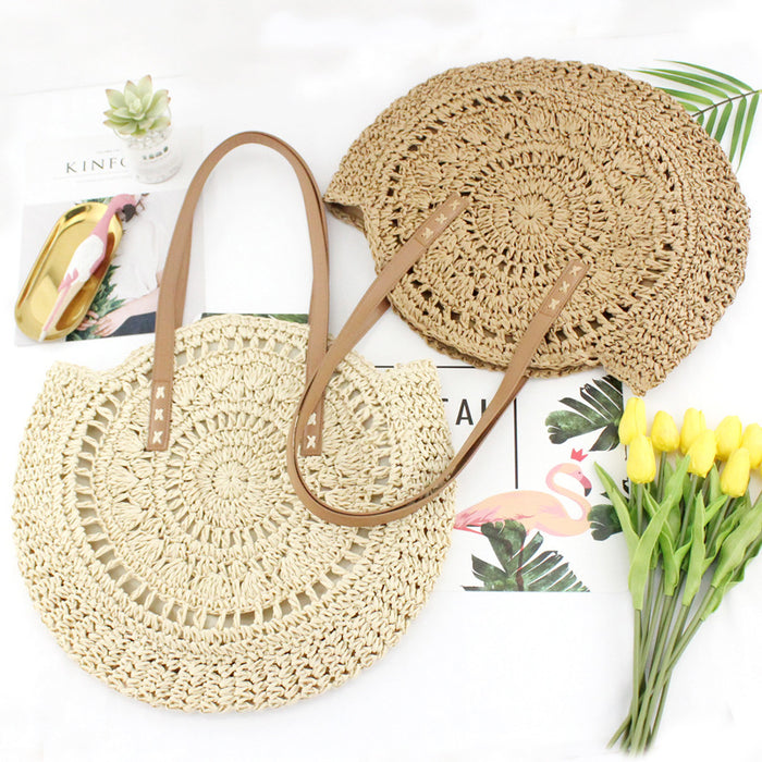 Jewelry WholesaleWholesale Hollow Flower Round Straw Bag Beach Bag JDC-HB-FFC001 Handbags 非凡草 %variant_option1% %variant_option2% %variant_option3%  Factory Price JoyasDeChina Joyas De China