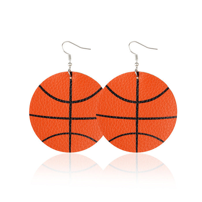 Wholesale Soccer Baseball Basketball Water Drop Leather Earrings MOQ≥2 JDC-ES-LK001