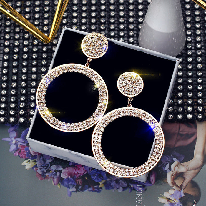 Wholesale Earrings Alloy Rhinestone Ring JDC-ES-FengM091