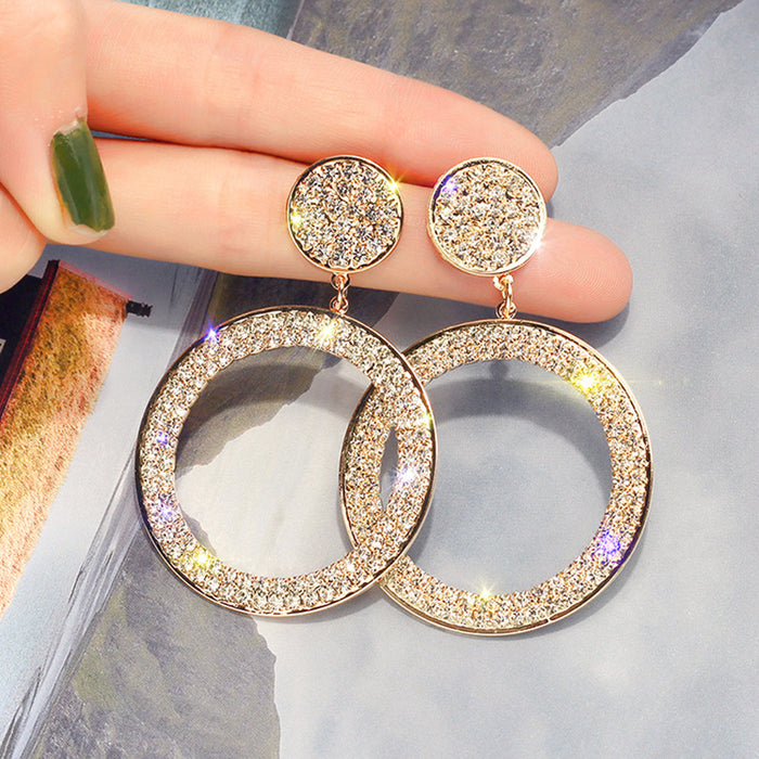 Wholesale Earrings Alloy Rhinestone Ring JDC-ES-FengM091