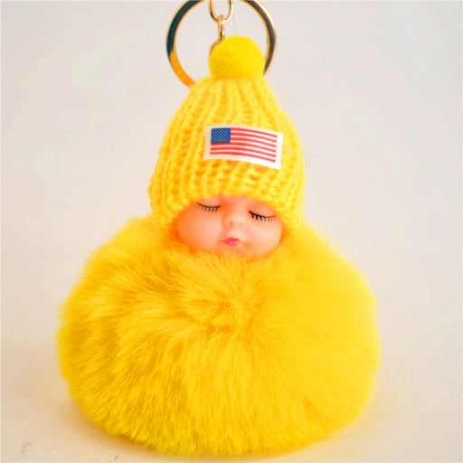 Jewelry WholesaleWholesale American Flag Cute Sleeping Doll Hairball Pom Pom Keychain MOQ≥2 JDC-KC-ZuoL001 Keychains 左龙 %variant_option1% %variant_option2% %variant_option3%  Factory Price JoyasDeChina Joyas De China