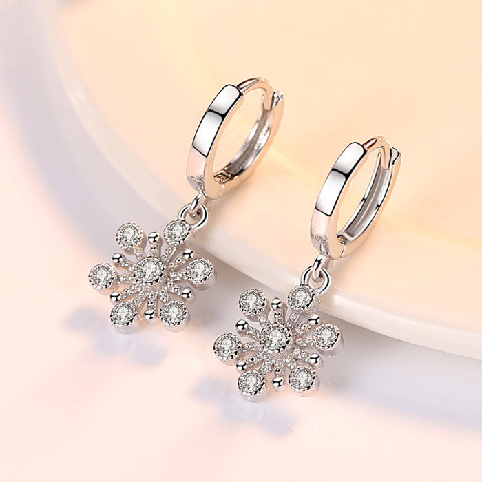 Wholesale Earrings Copper Zircon Snowflake Long JDC-ES-WeiH027