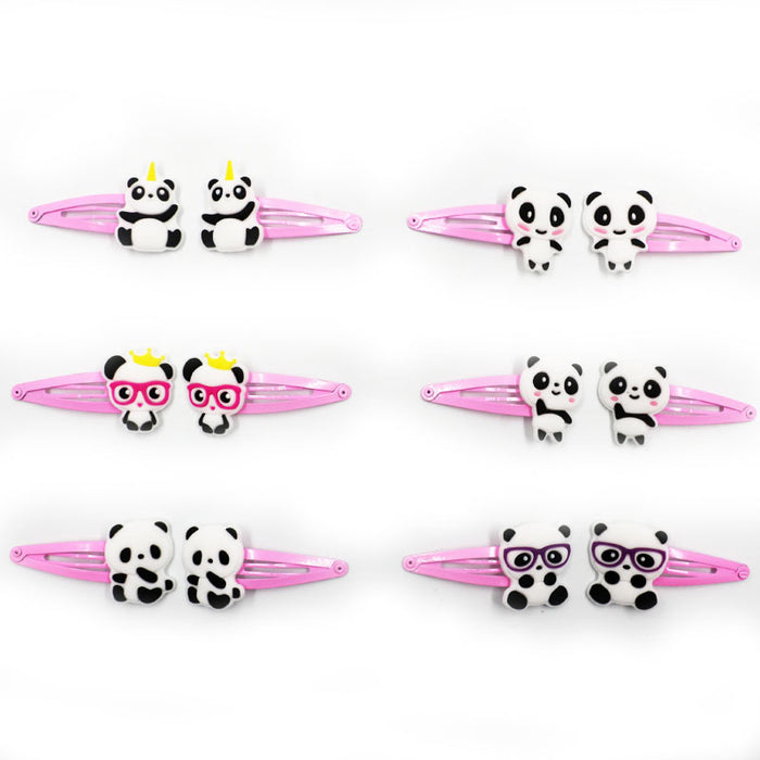 Wholesale Hair Clips Metal PVC Cute Cartoon Panda 20pcs (M) JDC-HC-XinH001