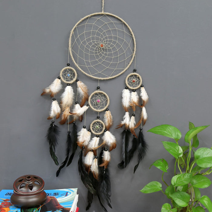 Feather de plumas al por mayor Hoop Woven Dreamcatcher MOQ≥2 JDC-DC-YXUAN004