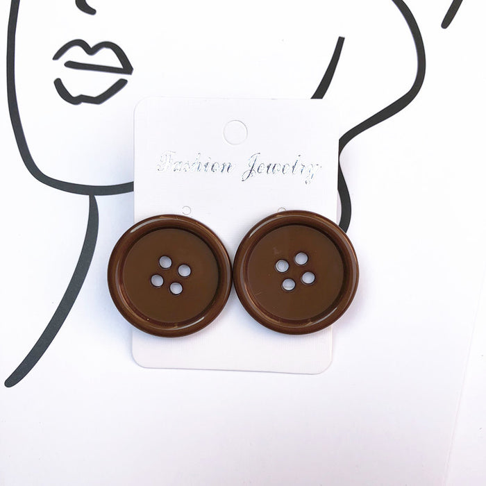 Wholesale Color Candy Color Button Wood Earrings JDC-ES-Chouteng002