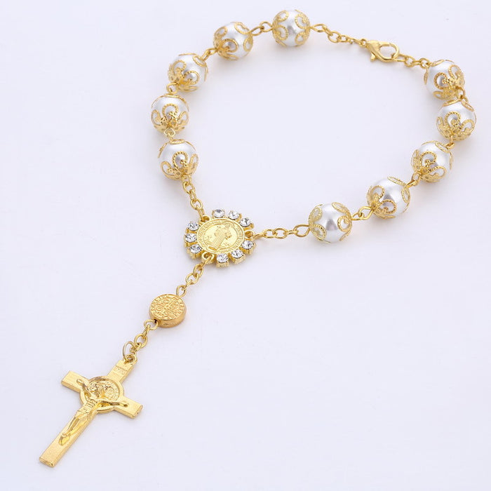 Wholesale Bracelet Alloy 10MM Glass Pearl Tori Handmade Bracelet MOQ≥2 JDC-BT-ShanS006