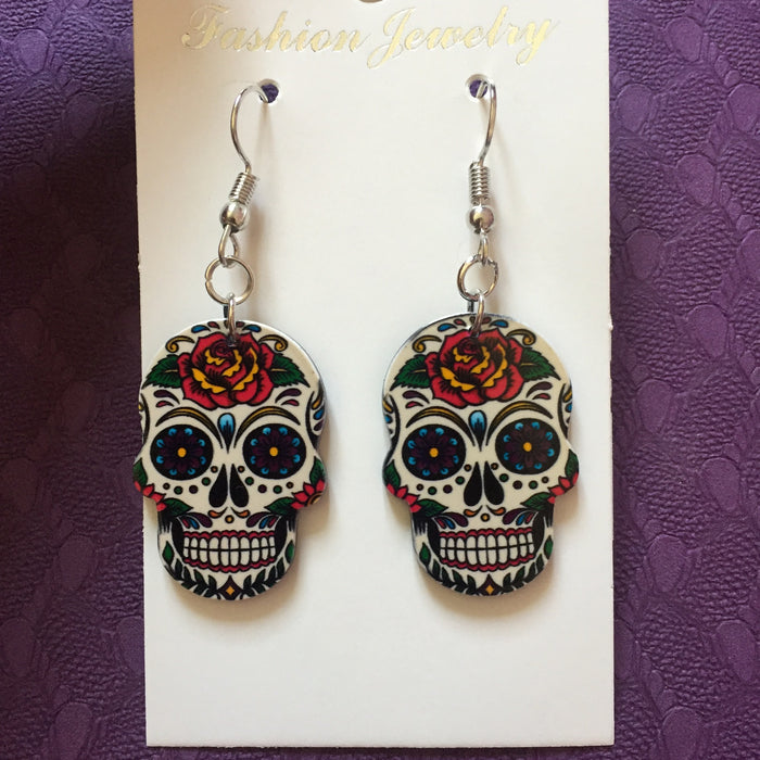 Wholesale Skull Earrings Acrylic Skull Pendant JDC-ES-Xieq001