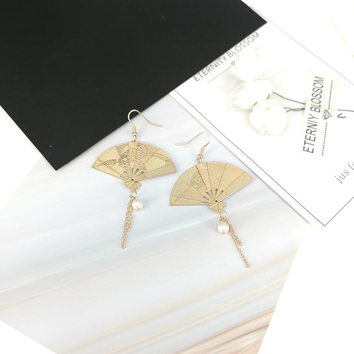 Wholesale Earrings Alloy Foldable Fan Tassels JDC-ES-Baolai010