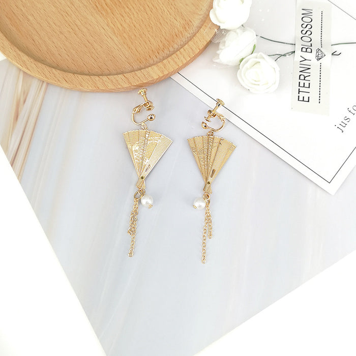 Wholesale Earrings Alloy Foldable Fan Tassels JDC-ES-Baolai010