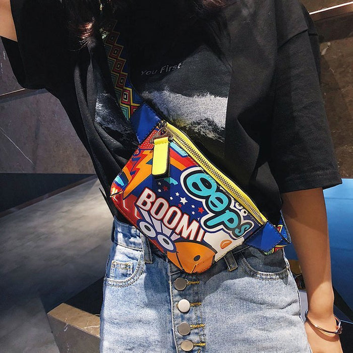 Wholesale PU material hip hop bounce bag chest bag messenger bag MOQ≥3 JDC-SD-Sengpa005