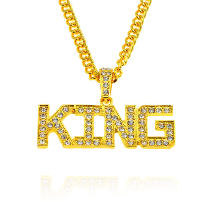 Jewelry WholesaleWholesale hip hop pendant European and American fashion trend men's KING letter necklace JDC-NE-LvXin003 Necklaces 缕馨 %variant_option1% %variant_option2% %variant_option3%  Factory Price JoyasDeChina Joyas De China