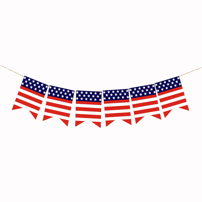 Wholesale 4th of July American National Day Party Pull Flower Flags Independence Day Burlap Swallowtail Flags MOQ≥10 JDC-OS-Daifei001