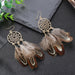 Jewelry WholesaleWholesale Alloy Boho Feather Dreamcatcher Earrings JDC-ES-Daiq033 Earrings 黛茜 %variant_option1% %variant_option2% %variant_option3%  Factory Price JoyasDeChina Joyas De China