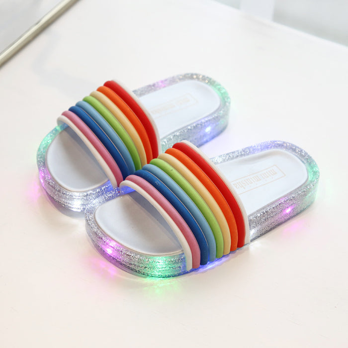 Wholesale summer new LED flash jelly rainbow flip flop sandals JDC-SP-XinZ001