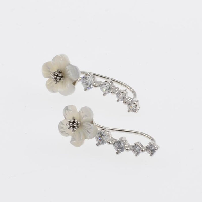 Wholesale silver resin flower earrings JDC-ES-dir007