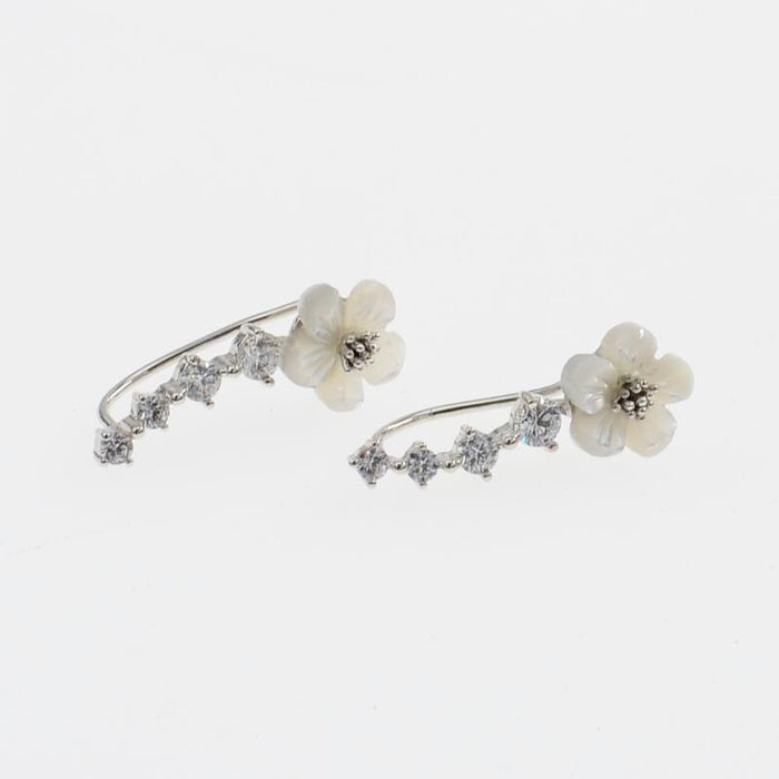 Wholesale silver resin flower earrings JDC-ES-dir007