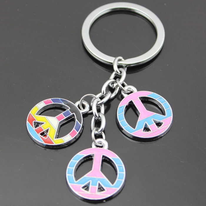 Wholesale Color Peace Sign Alloy Keychain MOQ≥3 JDC-KC-Shuangd001